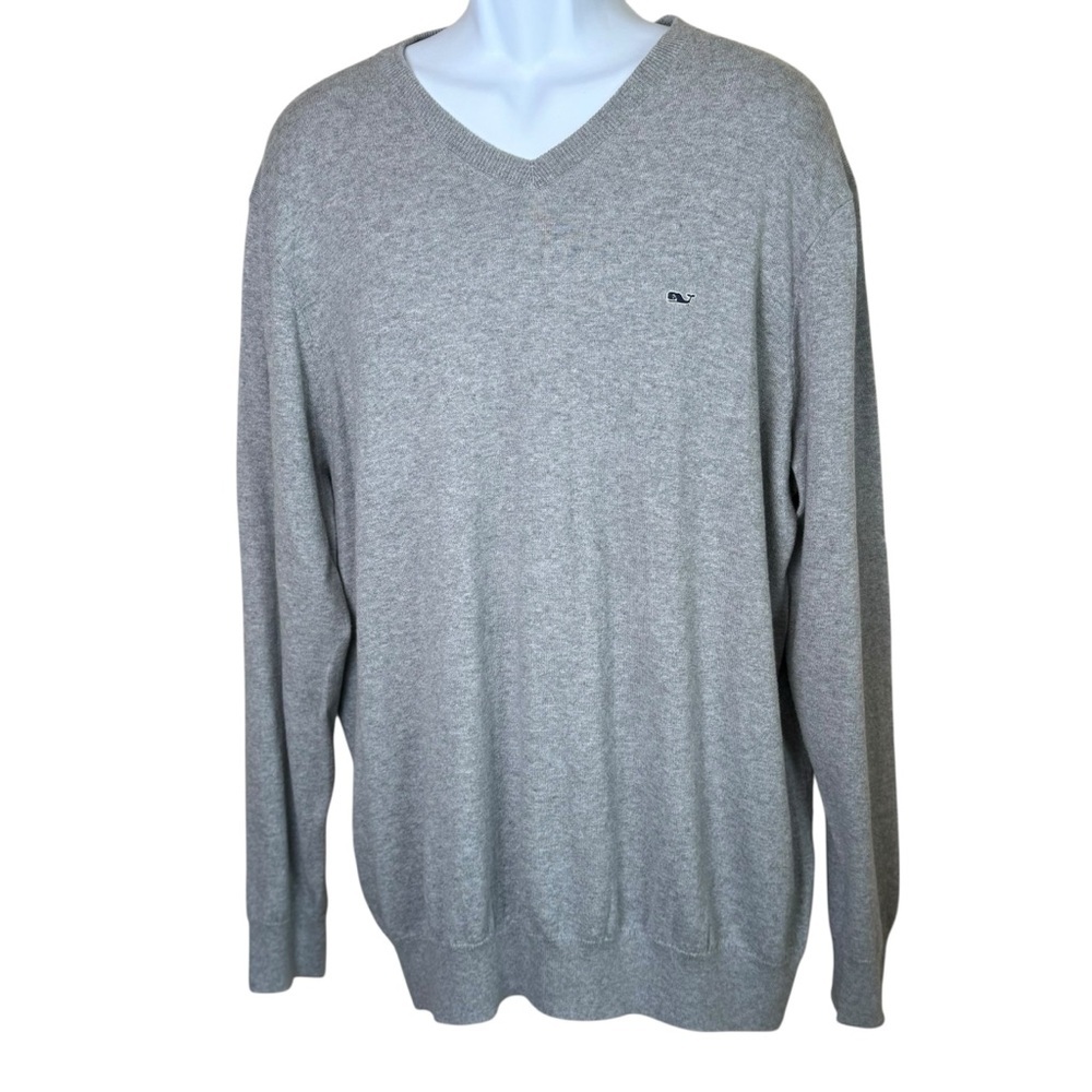 Vineyard Vines Gray Men’s Size XL Cotton Merino Wool V-Neck‎ Sweater Preppy